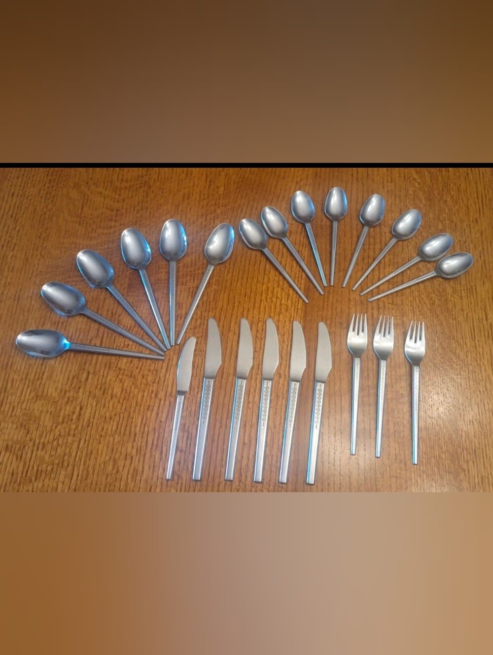 NASCO Challis 23-Piece MCM-Geometric- 18-8 Stainless Steel Flatware Japan
